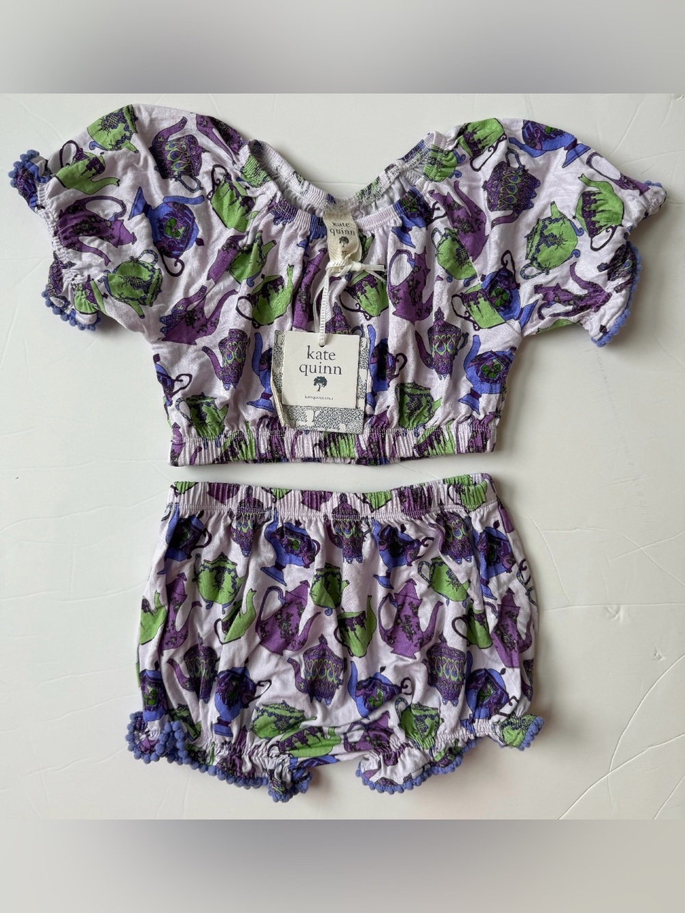 Kate Quinn Tea Part Bubble Sunsuit Set 3T